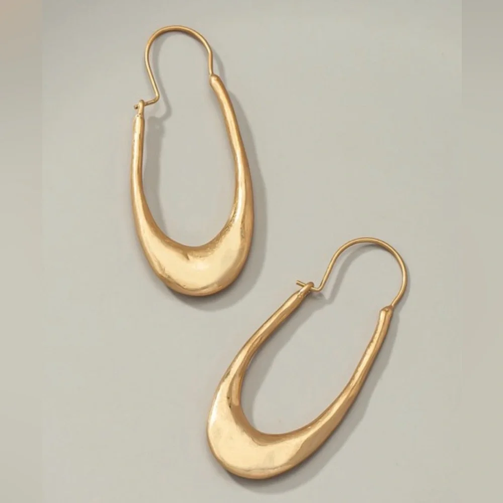 Gold plated antique finish elongated elegant earrings